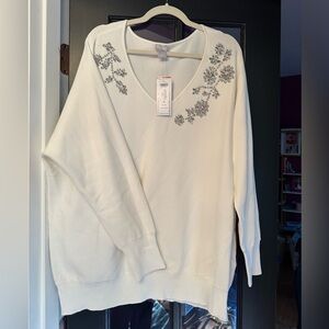Gorgeous cream embellished pullover! NWT
